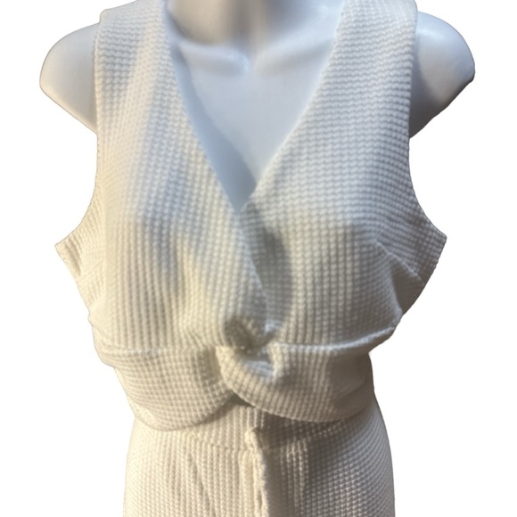 10. SURF GYPSY set crop tank top and pants white color size L women knit NWT - Picture 3 of 7
